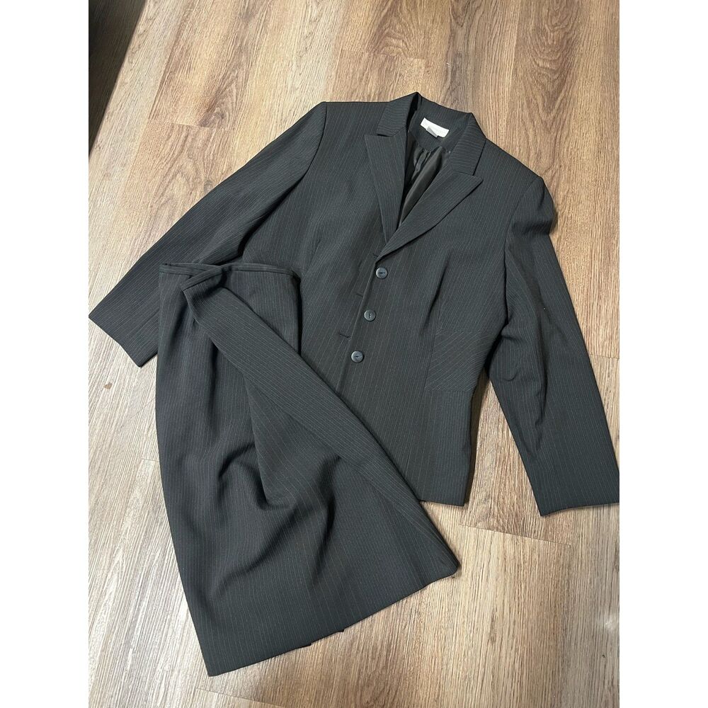 Worthington Women's 2-Piece Skirt Suit Set Size 18 Black Blazer & Pencil Skirt